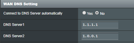 Asus WAN DNS Setting for Pi Hole