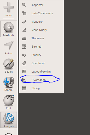 custom supports on meshmixer by adding overhangs