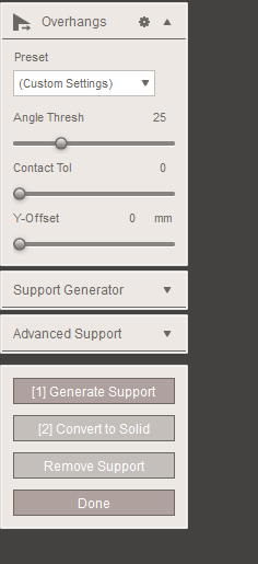 meshmixer support options