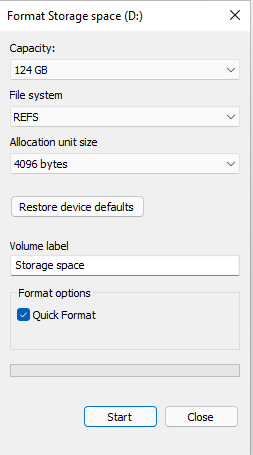 Formatted with ReFS Default Cluster Size