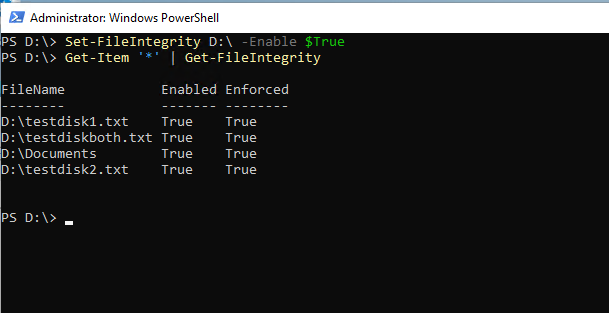 refs with integrity streams enabled via powershell