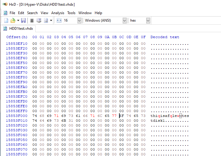 change bits on test file via HxD