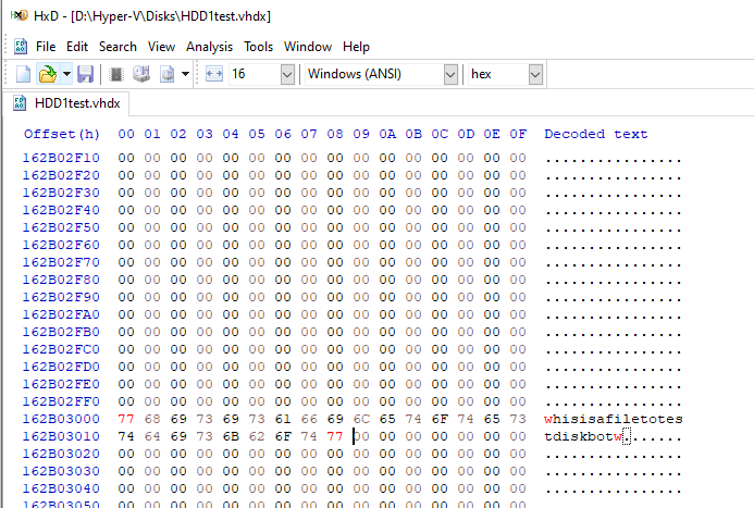 change bits on test file via HxD