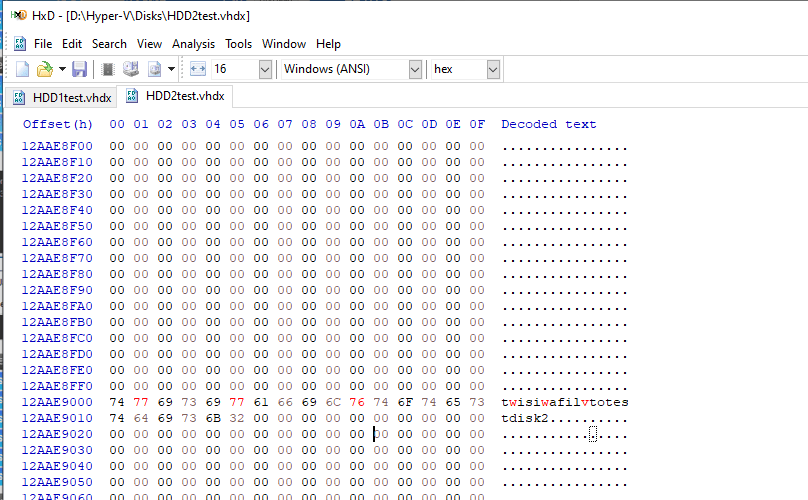 change bits on test file via HxD