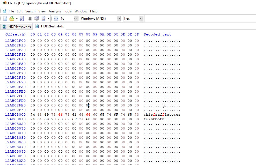 change bits on test file via HxD