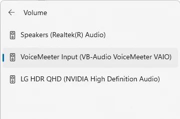 Windows sound output options